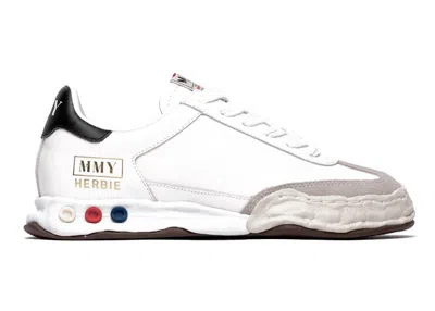 Pre-owned Miharayasuhiro Men's Maison Mihara Yasuhiro Herbie Og Sole Leather Low Sneakers In White/black/red
