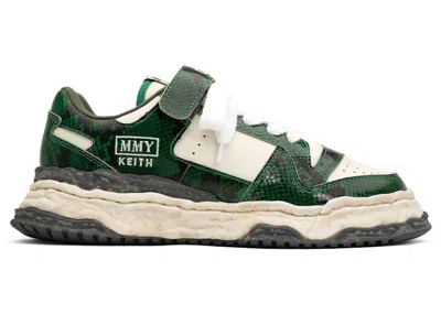 Pre-owned Miharayasuhiro Men's Maison Mihara Yasuhiro Keith Og Sole Leather Low Python Printed Sneakers In Green/white