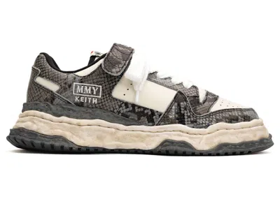 Pre-owned Miharayasuhiro Men's Maison Mihara Yasuhiro Keith Og Sole Leather Low Python Printed Sneakers In Grey/white