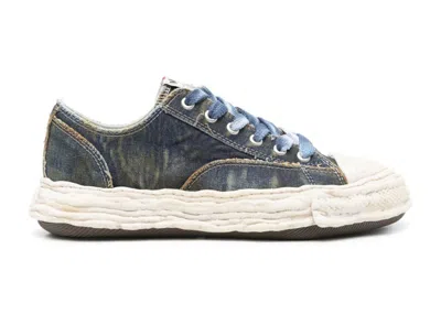Pre-owned Miharayasuhiro Men's Maison Mihara Yasuhiro Peterson Blue Washed Denim Sneakers In Black/white/silver