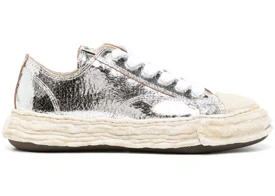 Pre-owned Miharayasuhiro Men's Maison Mihara Yasuhiro Peterson Og Sole Leather Low Cracking Leather Sneakers In Silver