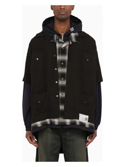 MIHARAYASUHIRO MEN'S THREE-LAYER HOODED SHIRT