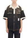 MIHARAYASUHIRO MEN'S VINTAGE BOWLING SHIRT WITH TWO-TONE DESIGN AND BOWLING PIN BUTTONS
