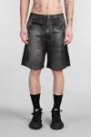 Miharayasuhiro Maison Mihara Yasuhiro Logo Patch Satin Bermuda Shorts In Black