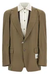 Miharayasuhiro Mix Layered Wool Gabardine Blazer Green In Green