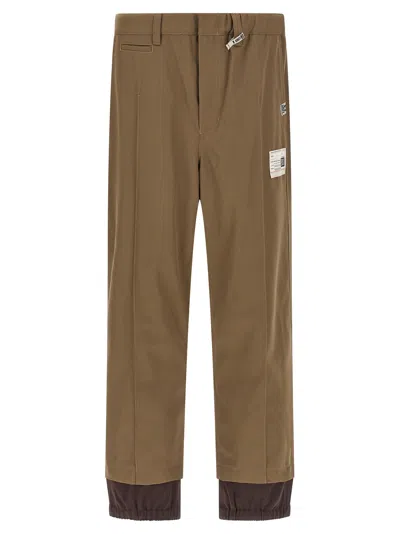 MIHARAYASUHIRO MIX LAYERED WOOL GABARDINE PANTS