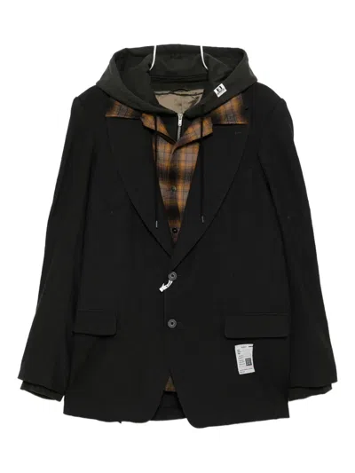 Miharayasuhiro Multi-layer Hooded Jacket In Black