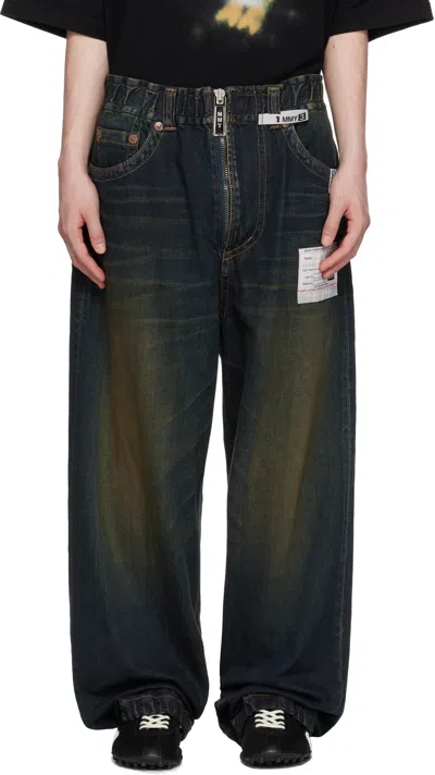 Miharayasuhiro Navy Amateur Sewn Like Wide Denim Jeans In Indigo