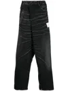 Miharayasuhiro Off-centre Whiskered Wide-leg Jeans In Black