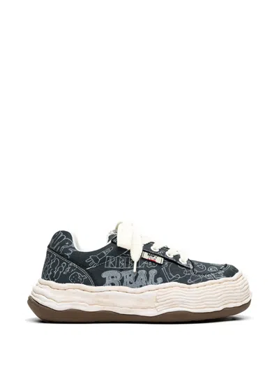 Miharayasuhiro Oliver Og Print Cotton Sneakers In Gray