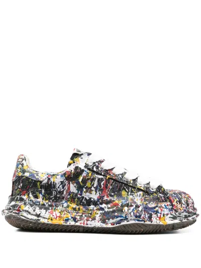 Miharayasuhiro Paint-splatter Sneakers In Black