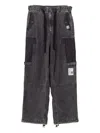 Miharayasuhiro Panelled Drawstring Jeans In Black