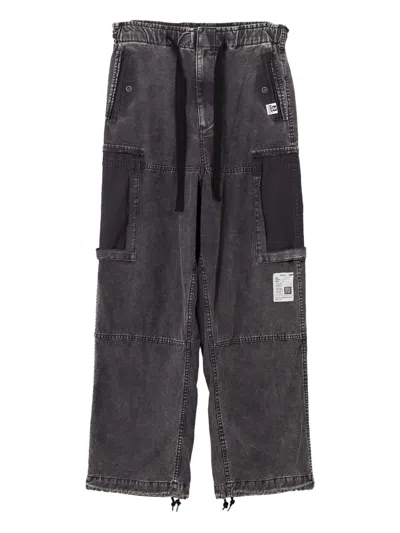 Miharayasuhiro Panelled Drawstring Jeans In Black