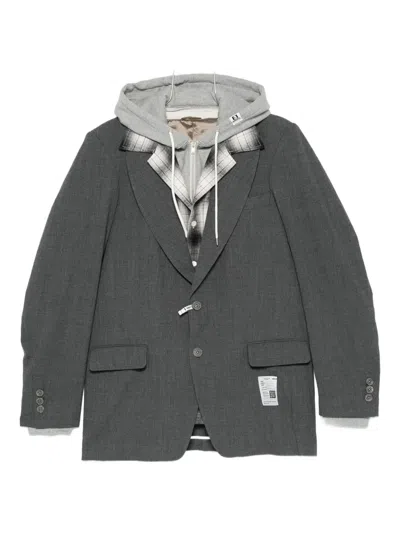 Miharayasuhiro Triple Layered Wool Blazer In Gray