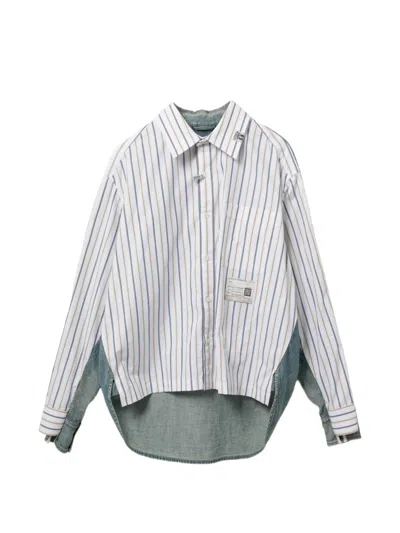 Miharayasuhiro Panelled Striped Shirt In White