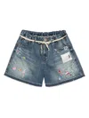 Miharayasuhiro Jeans Sticker Gather Shorts In Blue