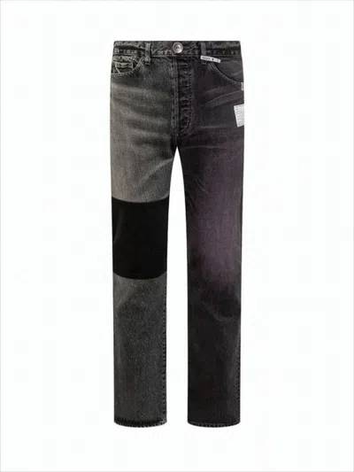 Miharayasuhiro Patchwork Denim Pants With Five-pocket Styling In Black