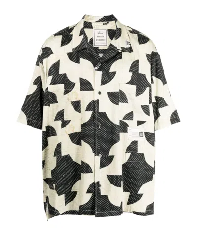 Miharayasuhiro Patchwork-pattern Cuban-collar Shirt In White