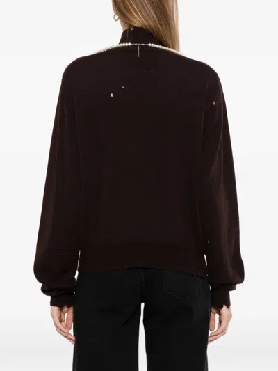 Miharayasuhiro Pearl Distressed Sweater In Brown