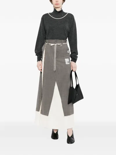 Miharayasuhiro Pearl-embellished Distressed Jumper In Gray