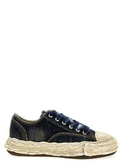 Miharayasuhiro Hank Og Sole Garment Dyed Canvas Low-top Sneaker In Black