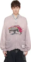 Miharayasuhiro Pink Car Jacquard Knit Cardigan In Pink