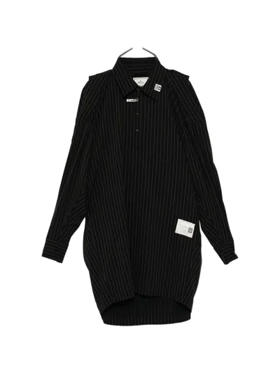 Miharayasuhiro Pinstripe Mini Dress In Black
