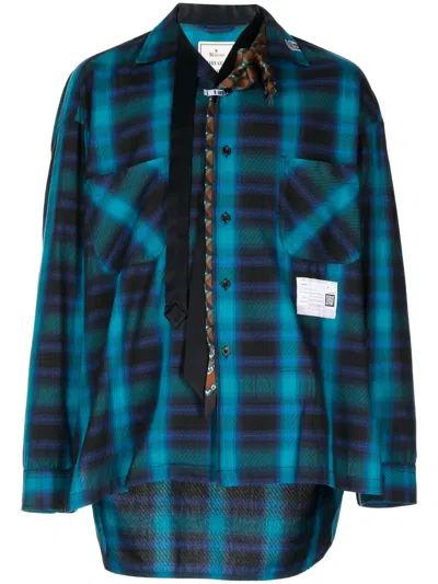 Miharayasuhiro Plaid-check Print Cotton Shirt In Blue