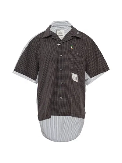 Miharayasuhiro Plaid Striped Shirt In Brown