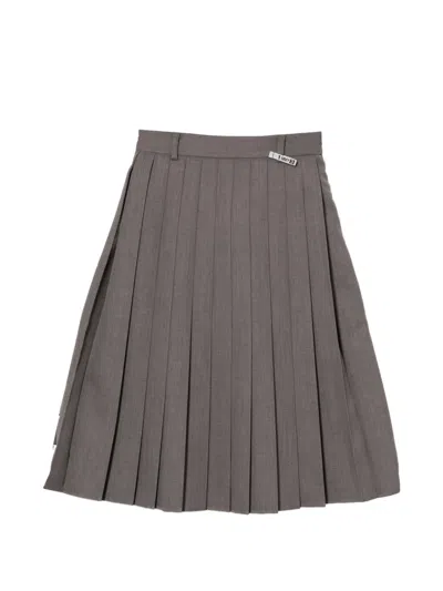 Miharayasuhiro Pleated Midi Skirt In Gray