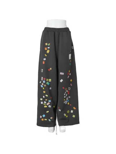 Miharayasuhiro Printed Sweatpants With Label-style Graphics In Gray