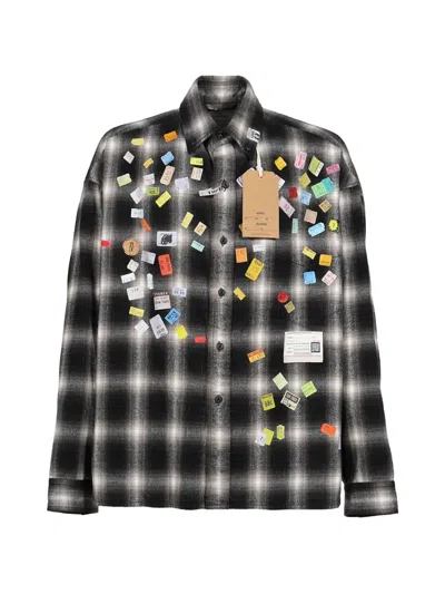 Miharayasuhiro Price-sticker Printed Check Shirt In Black
