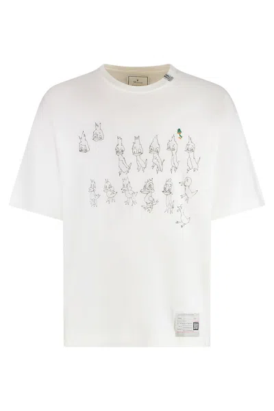 Miharayasuhiro Printed Cotton T-shirt In White