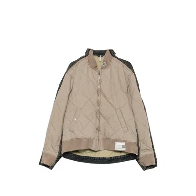 Miharayasuhiro Quilted Layered-denim Jacket In Neutrals/blue