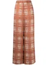 Miharayasuhiro Random Check-print Gather Trousers In Brown