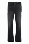 Miharayasuhiro Relaxed Fit Dark Wash Denim Pants With Unique Elastic Waistband In White