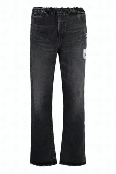 MIHARAYASUHIRO RELAXED FIT DARK WASH DENIM PANTS WITH UNIQUE ELASTIC WAISTBAND