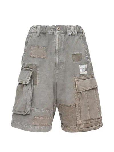 Miharayasuhiro Repaired Cotton Cargo Shorts In Brown