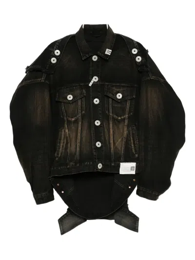 Miharayasuhiro Reverse-back Denim Jacket In Black