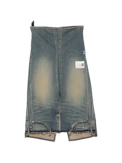 Miharayasuhiro Reversed Frayed Skirt In Blue