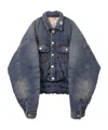 Miharayasuhiro Rolled-up Hem Down Denim Jacket In Purple