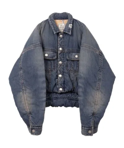 Miharayasuhiro Rolled-up Hem Down Denim Jacket In Purple
