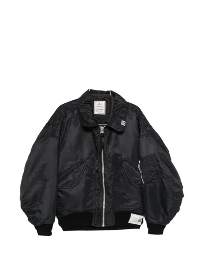 Miharayasuhiro Ruched Zip-up Bomber Jacket In Black