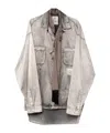 Miharayasuhiro Scarf-detail Distressed-finish Shirt In Gray