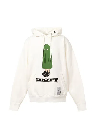 Miharayasuhiro Scott-print Hoodie In White
