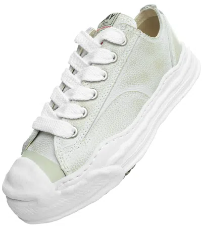 Miharayasuhiro Scuffed Leather Sneakers In Gray