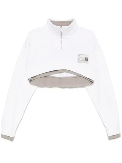 Miharayasuhiro Cropped-sweatshirt Im Layering-look In Weiss