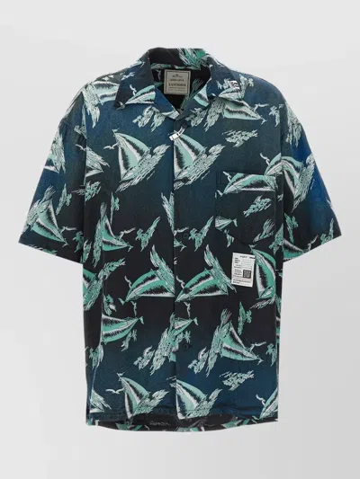 Miharayasuhiro Short Sleeve Shirt Chest Pocket Graphic In Blue