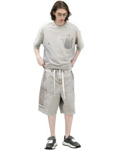 Miharayasuhiro Shorts With A Torn-off Pocket In Sand