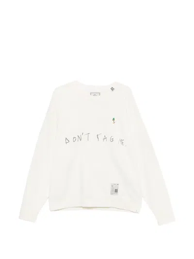 Miharayasuhiro Slogan-print Cotton Sweatshirt In White
